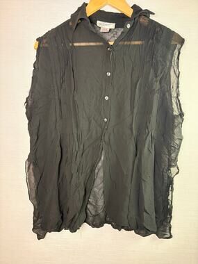 Sterling Styles 100% rayon Made in India black sheer sleeveless blouse one size